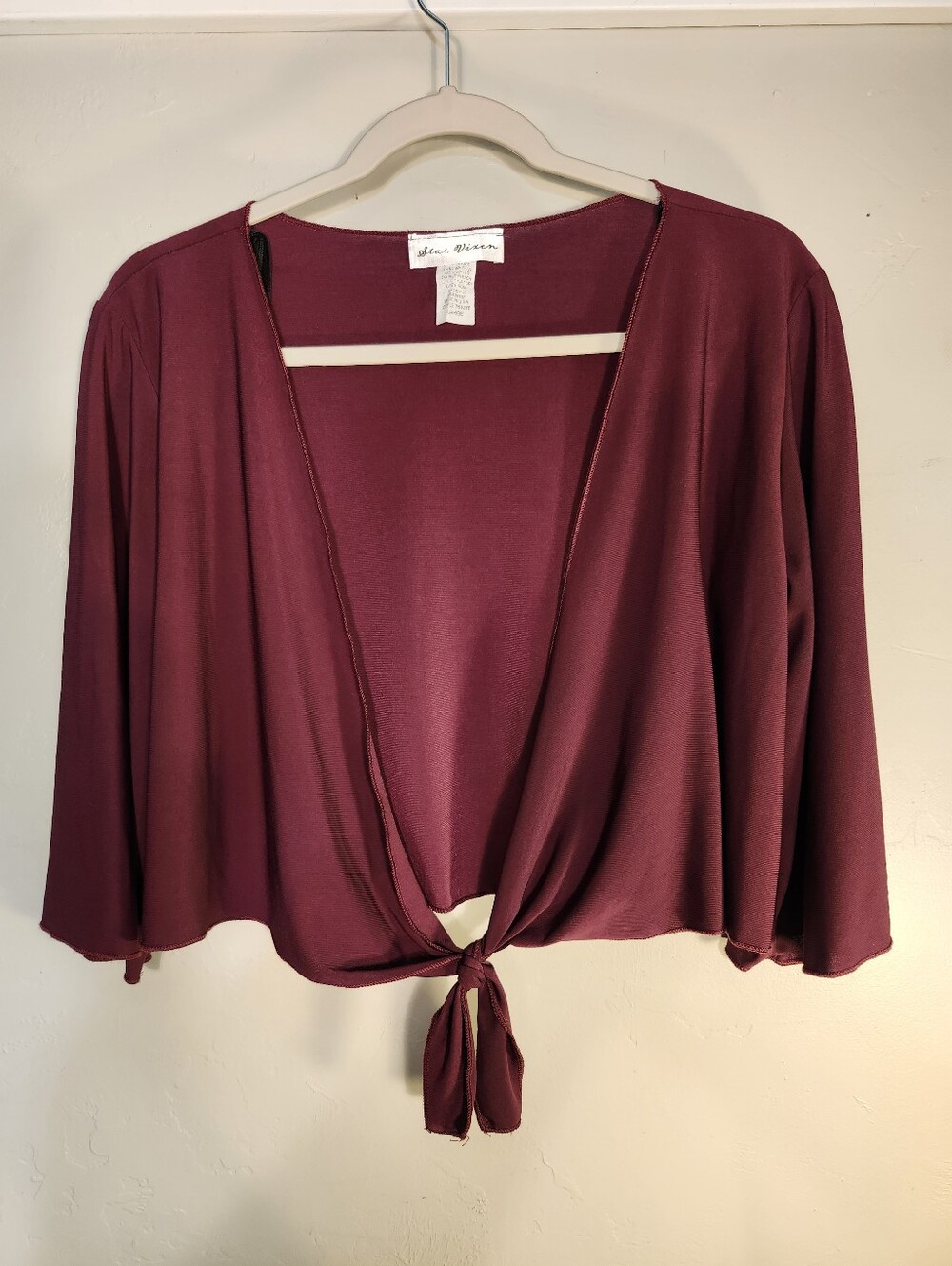 Star Vixen Burgundy Tie-Front Shrug